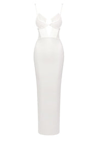 Phelia Mesh Insert Maxi Dress In White