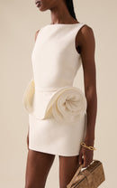 Bexielle Floral Detail Backless Mini Dress In White