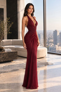 Cazumi Lace Halter-Neck Maxi Dress