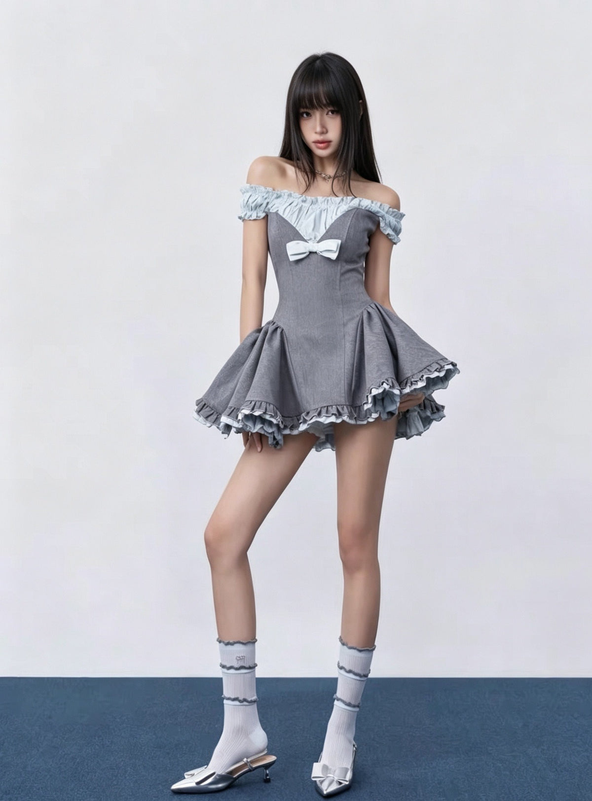 Prynex Bow-Detail Colorblock Mini Dress