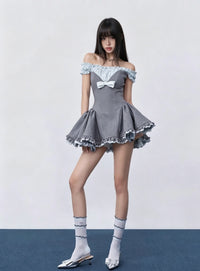 Prynex Bow-Detail Colorblock Mini Dress