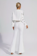 Jeneen Embellished Beaded Jacket Set In White