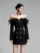Joycelynn Off Shoulder Lace Blazer Mini Dress