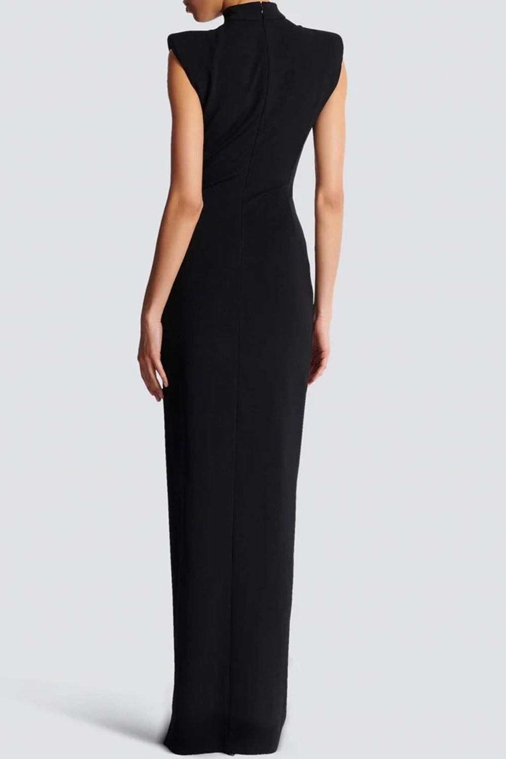 Elana Draped Zipper Detail Maxi Dress In Black
