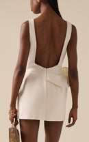 Bexielle Floral Detail Backless Mini Dress In White