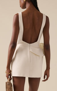Bexielle Floral Detail Backless Mini Dress In White