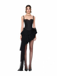 Ovelrik Lace Top and Asymmetrical Tulle Skirt Set