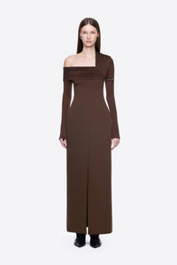 Avenlore Long Sleeve Draped Neckline Maxi Dress