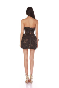 Nacho Strapless Embroidered Floral Mini Dress In Black