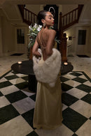 Elvina Halter Backless Maxi Dress In Gold