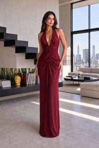 Cazumi Lace Halter-Neck Maxi Dress