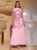 Hank Flower Embellished Maxi Dress In Pink