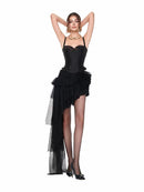 Ovelrik Lace Top and Asymmetrical Tulle Skirt Set