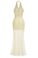 Gurnex Halter Crystal Tassel Detail Maxi Dress