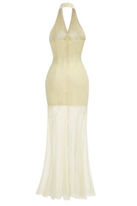 Gurnex Halter Crystal Tassel Detail Maxi Dress