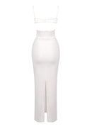 Phelia Mesh Insert Maxi Dress In White
