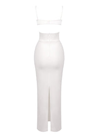 Phelia Mesh Insert Maxi Dress In White