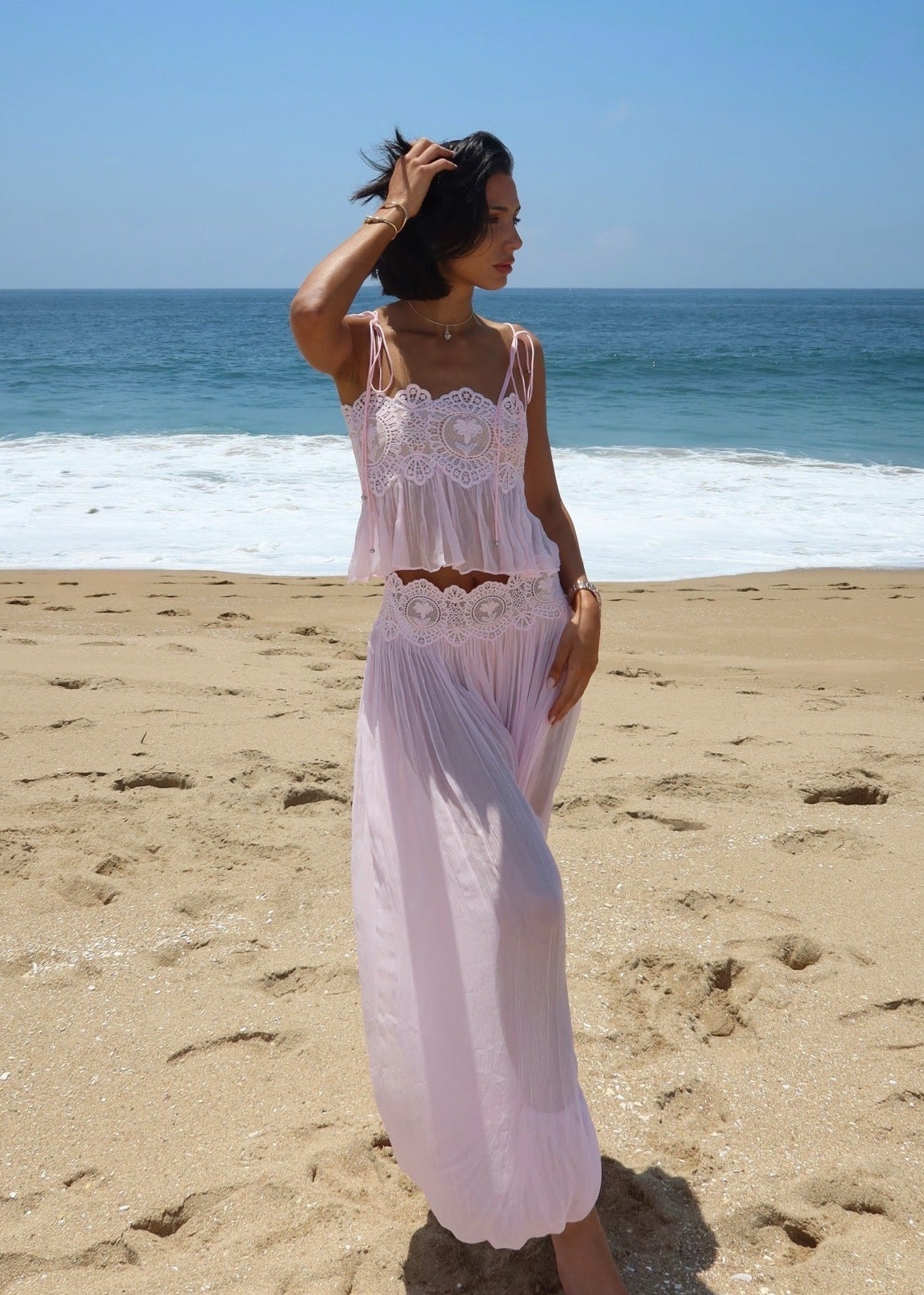 Uldren Lace Cutout Mesh Set