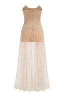 Corvenk Strapless Embellished Mesh A Line Maxi Dress