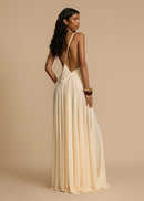 Juviko Lace Backless Maxi Dress In Beige