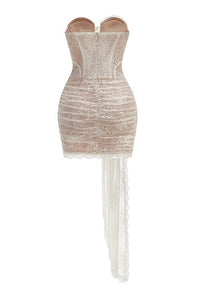 Ronli Strapless Lace Bustier Corset Mini Dress In Ivory