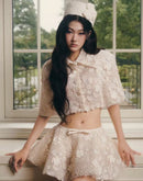 Wexler Cream Floral Embroidered Cape & Skirt Set