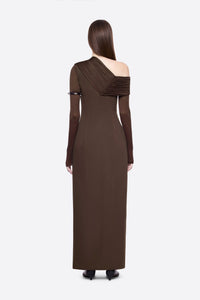 Avenlore Long Sleeve Draped Neckline Maxi Dress