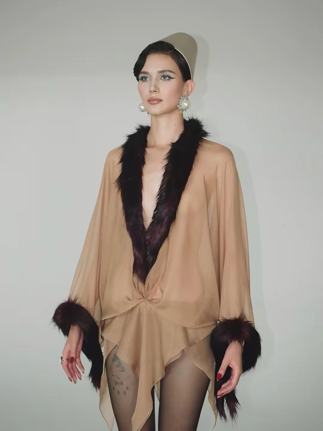 Lurek Asymmetric Faux Fur Mini Dress