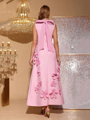 Hank Flower Embellished Maxi Dress In Pink