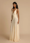 Juviko Lace Backless Maxi Dress In Beige