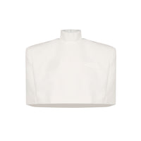 Grina Stand-Collar Cape-Style Top In White