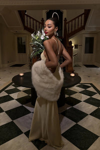 Elvina Halter Backless Maxi Dress In Gold