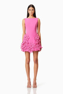 Eliava Floral Appliqué Mini Dress In Pink