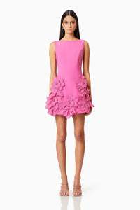 Eliava Floral Appliqué Mini Dress In Pink