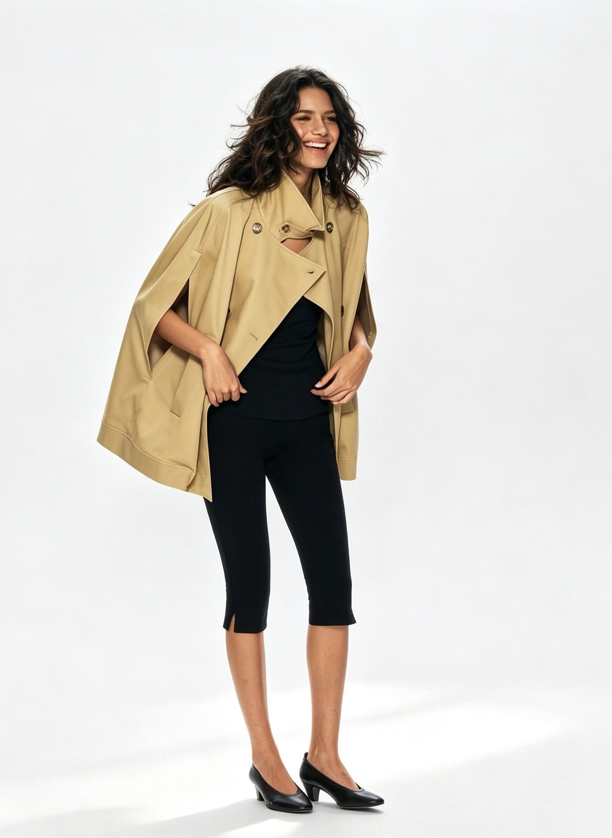 Elnesk Double-Breasted Cape Jacket