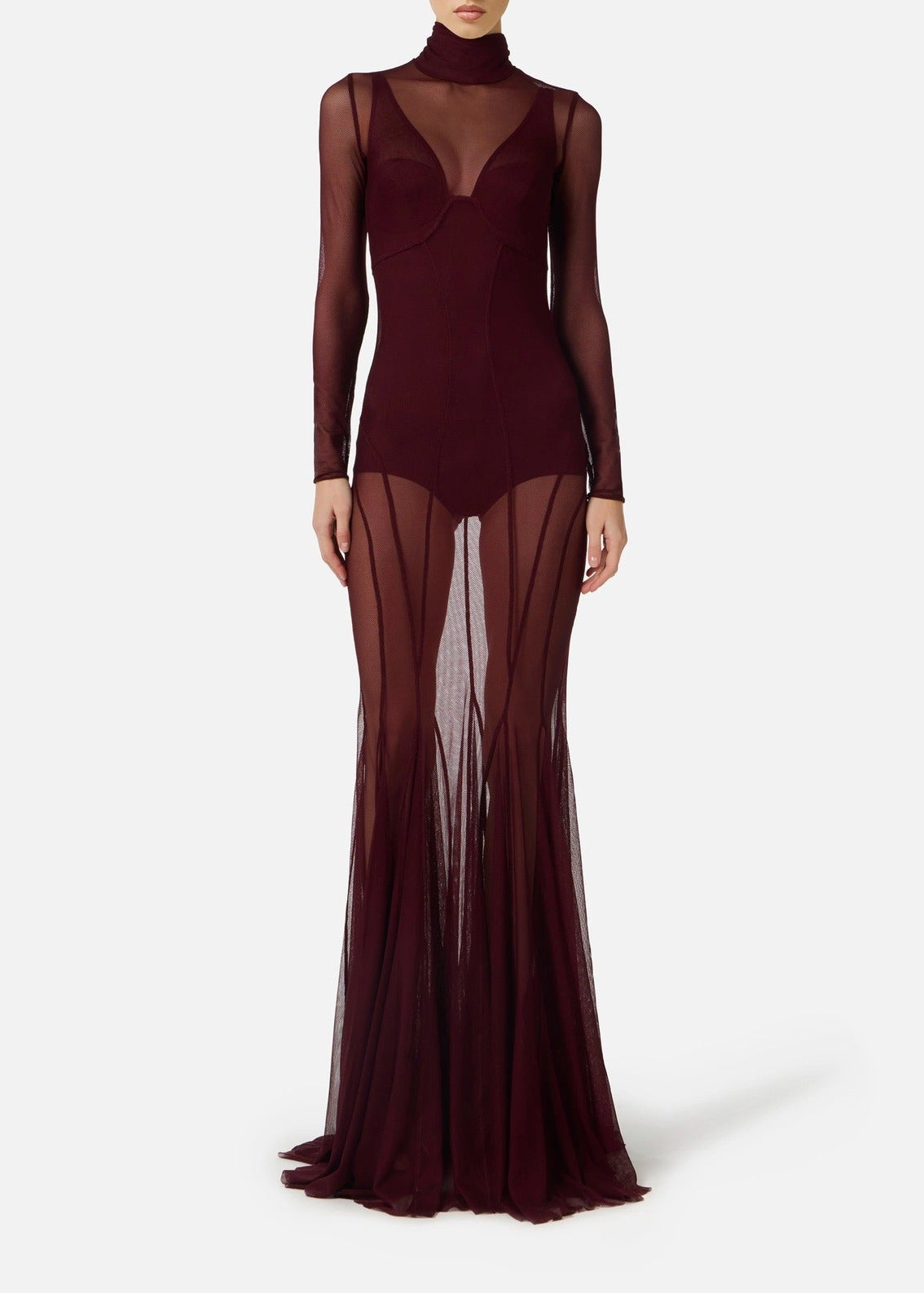 Geliflua Long Sleeve Mesh Maxi Dress