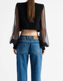 Bravexia Cropped Tweed and Mesh-Panel Jacket