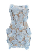 Nacho Strapless Embroidered Floral Mini Dress In Blue