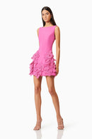 Eliava Floral Appliqué Mini Dress In Pink