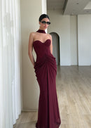 Cormyra Halter-Neck Strapless Ruched Maxi Dress