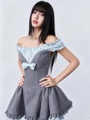 Prynex Bow-Detail Colorblock Mini Dress