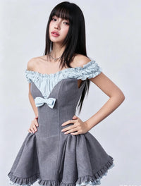 Prynex Bow-Detail Colorblock Mini Dress
