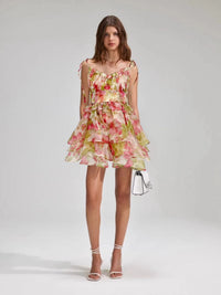 Jameon Strawberry-Print Tiered Mini Dress