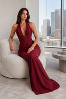 Cazumi Lace Halter-Neck Maxi Dress