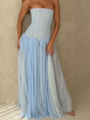 Kelora Mesh Maxi Dress In Baby Blue