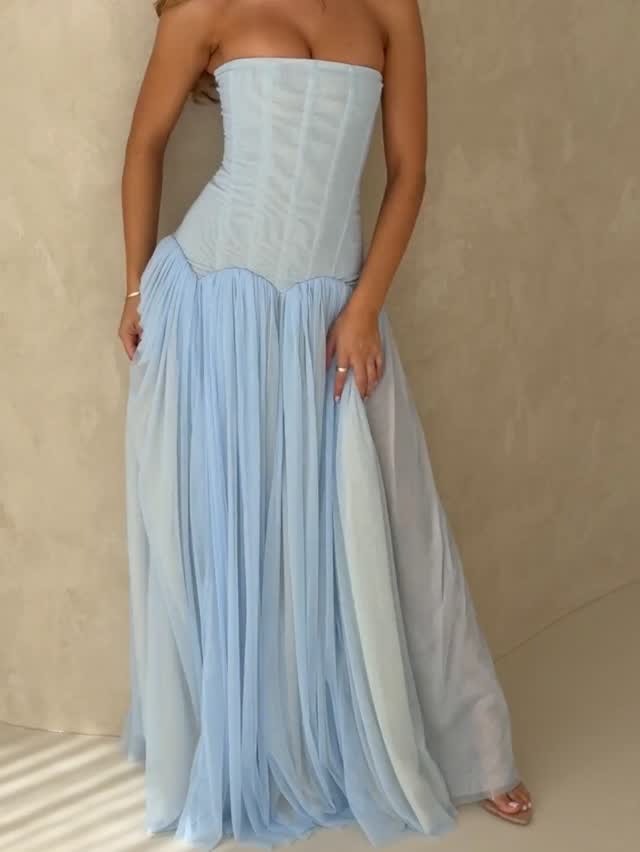 Kelora Mesh Maxi Dress In Baby Blue