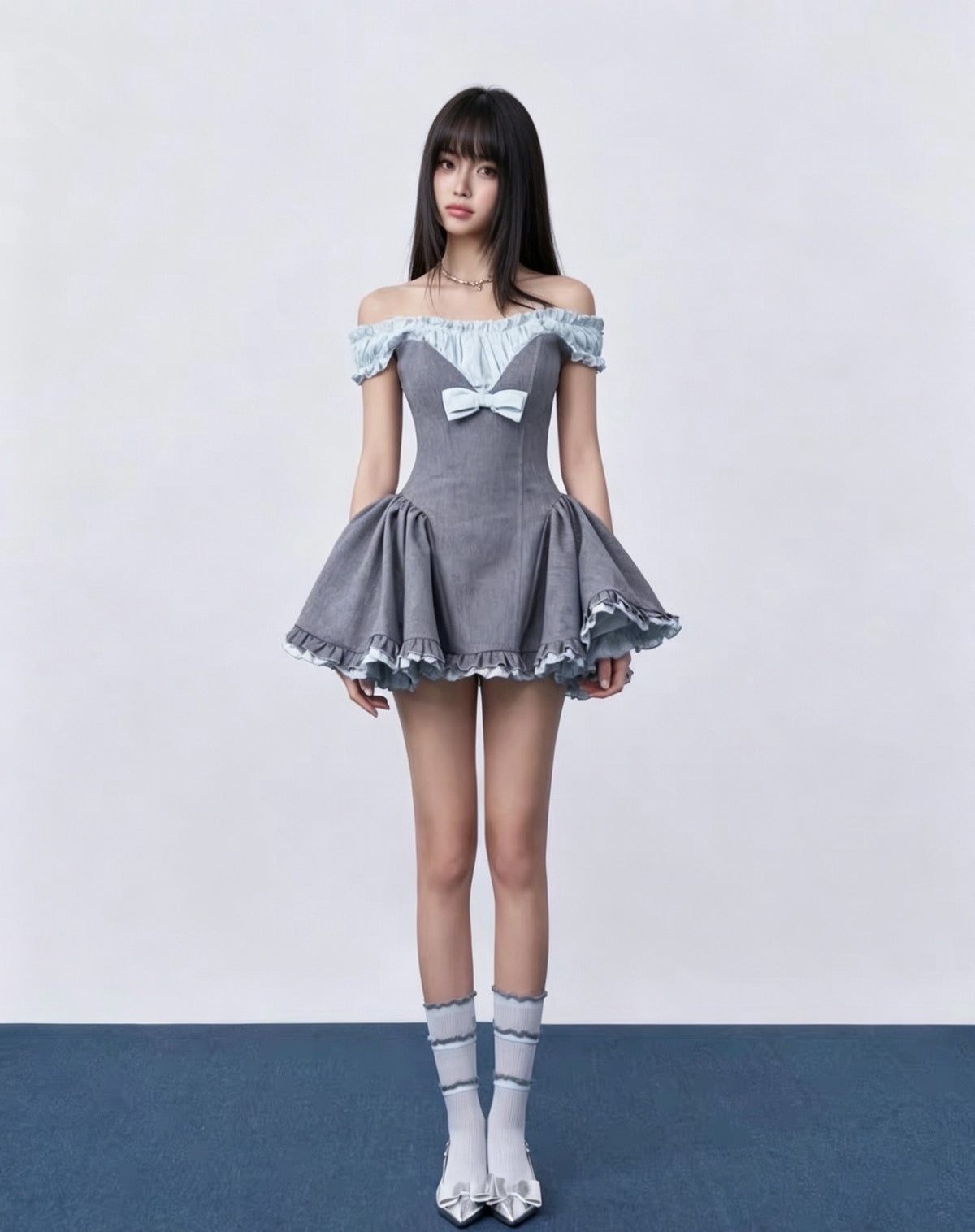 Prynex Bow-Detail Colorblock Mini Dress