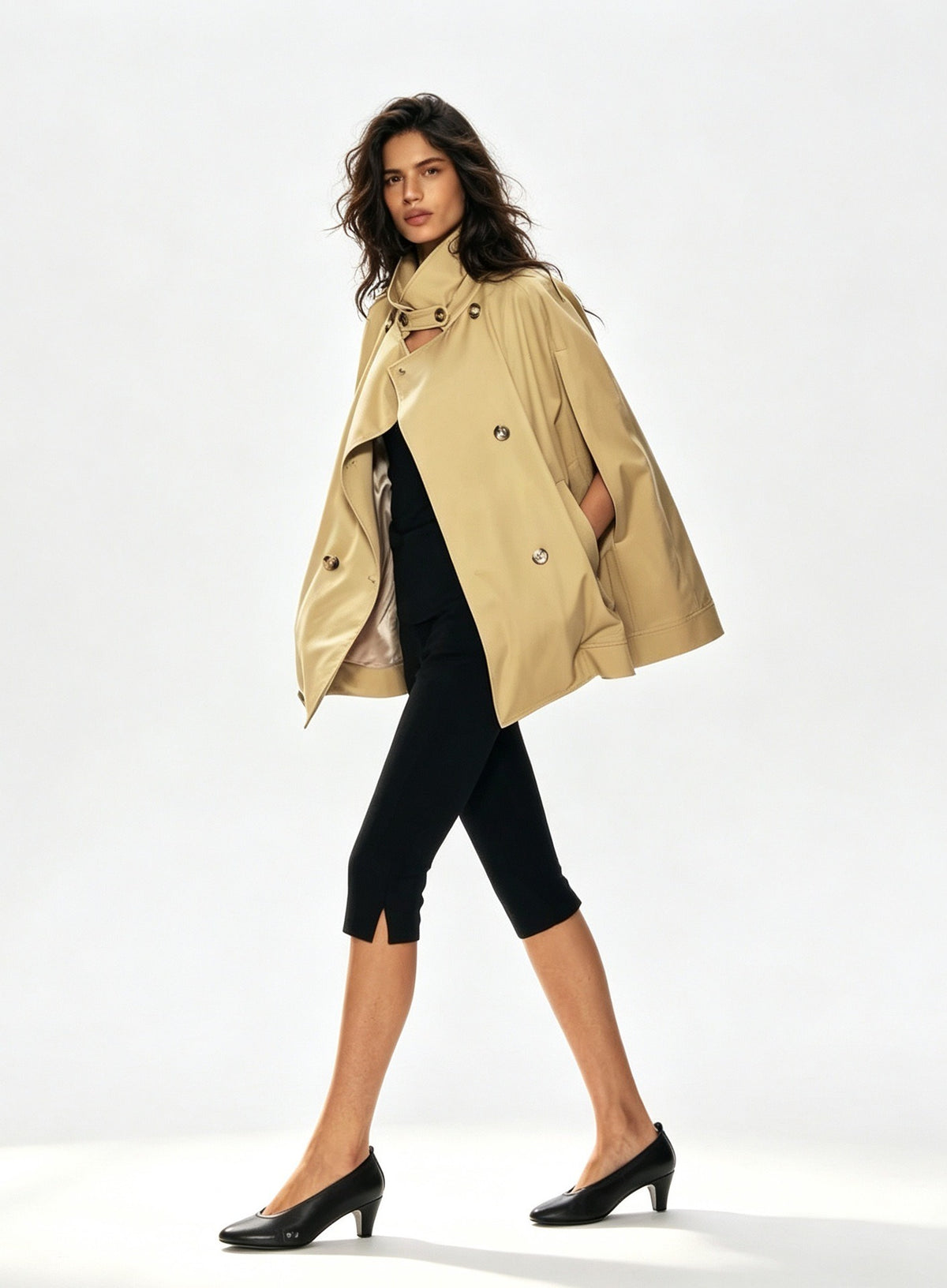 Elnesk Double-Breasted Cape Jacket