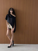 Cerith Satin Asymmetric Top In Black