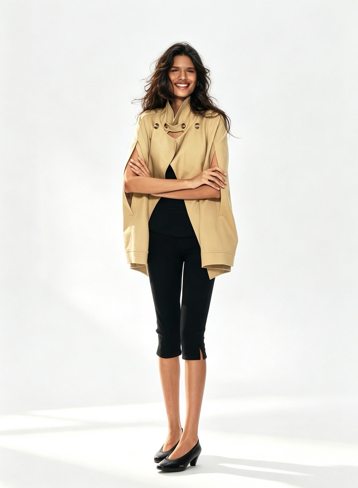 Elnesk Double-Breasted Cape Jacket